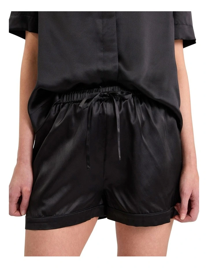 Cannes Silk Sleep Short in Black image 3