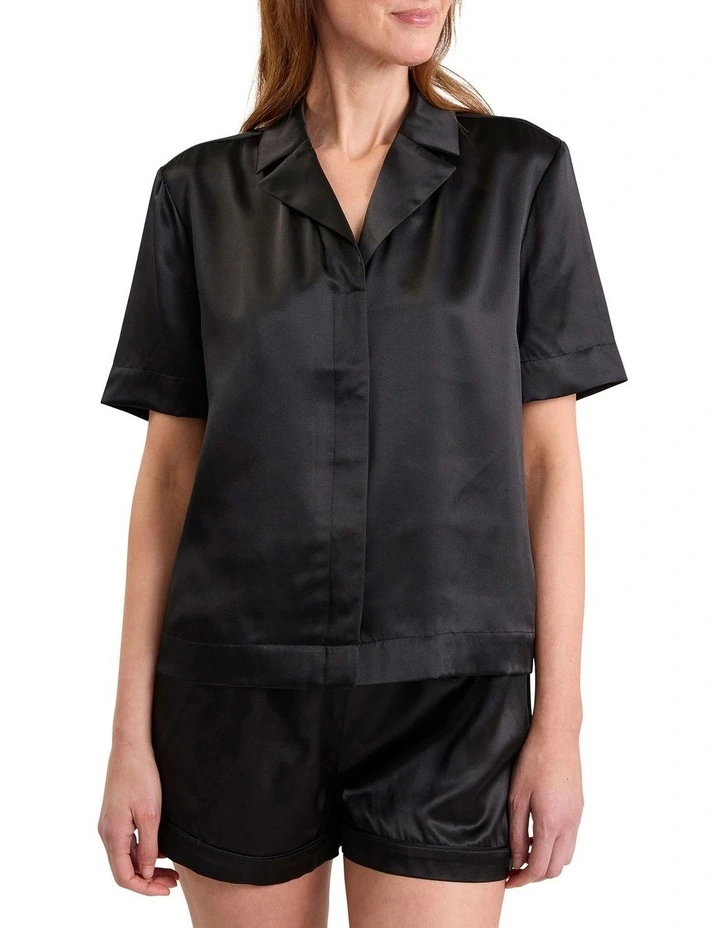 Cannes Silk Sleep Short in Black image 5