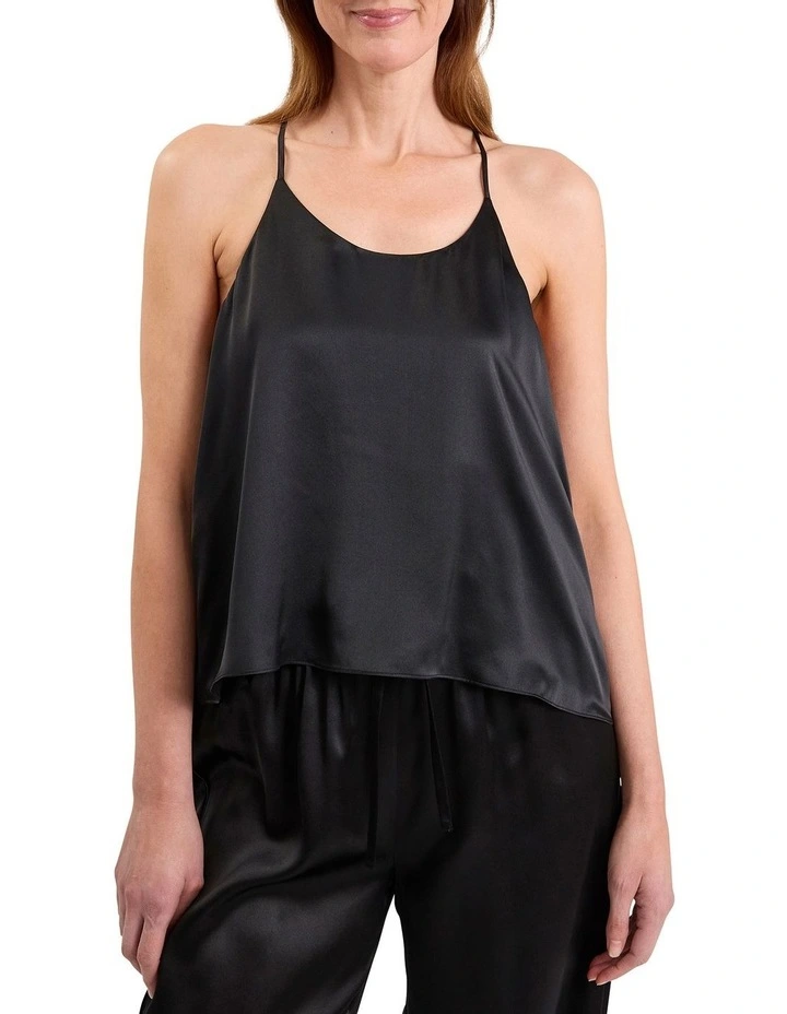 Cannes Silk Sleep Cami in Black image 1