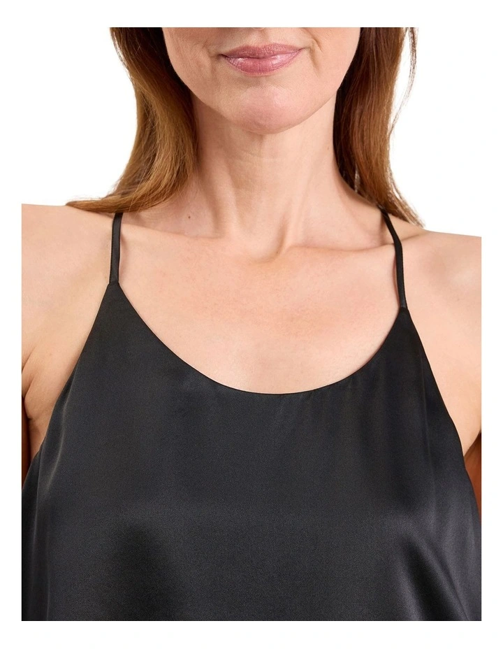 Cannes Silk Sleep Cami in Black image 3