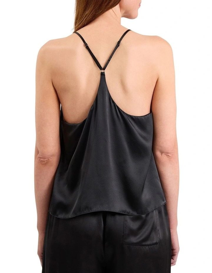 Cannes Silk Sleep Cami in Black image 4