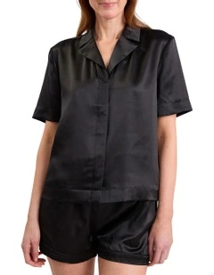 Cannes Silk Sleep Shirt in Black