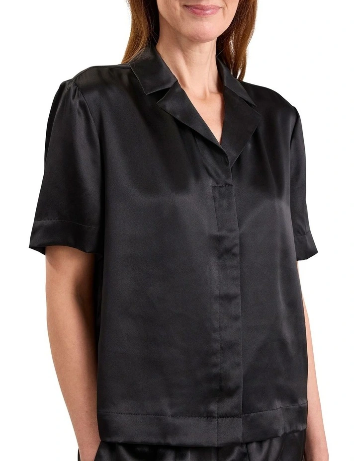 Cannes Silk Sleep Shirt in Black image 3