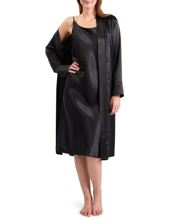 Cannes Silk Sleep Dress in Black image 2