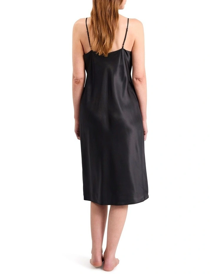 Cannes Silk Sleep Dress in Black image 5