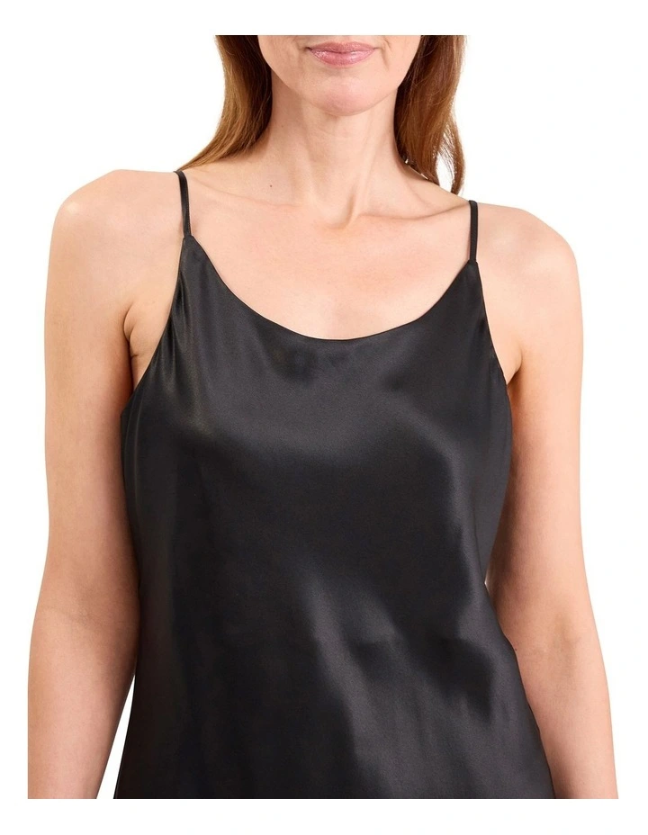 Cannes Short Silk Sleep Dress in Black image 3