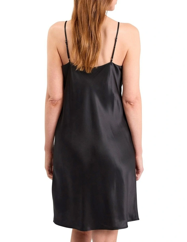 Cannes Short Silk Sleep Dress in Black image 4