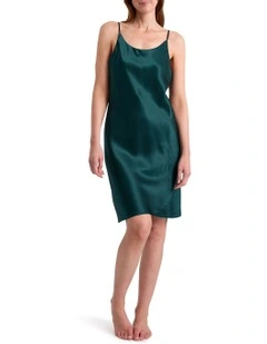 Cannes Short Silk Sleep Dress in Emerald