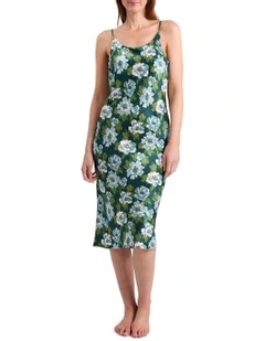 Acacia Silk Sleep Dress in Emerald Multi