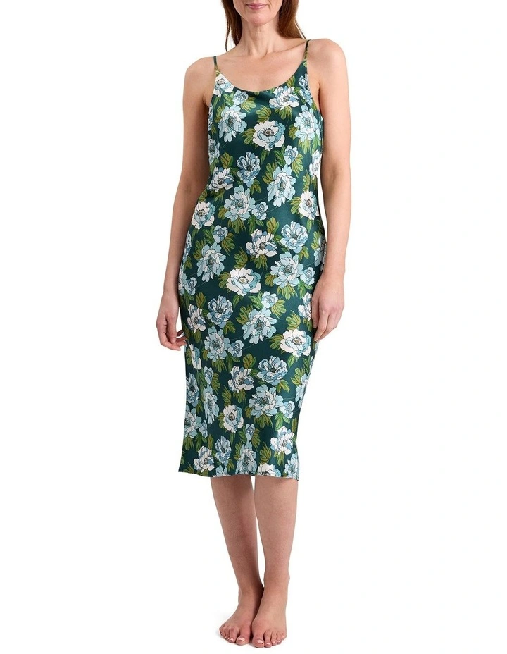 Acacia Silk Sleep Dress in Emerald Multi image 1