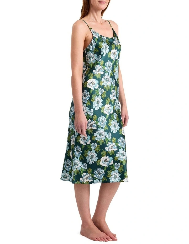 Acacia Silk Sleep Dress in Emerald Multi image 4