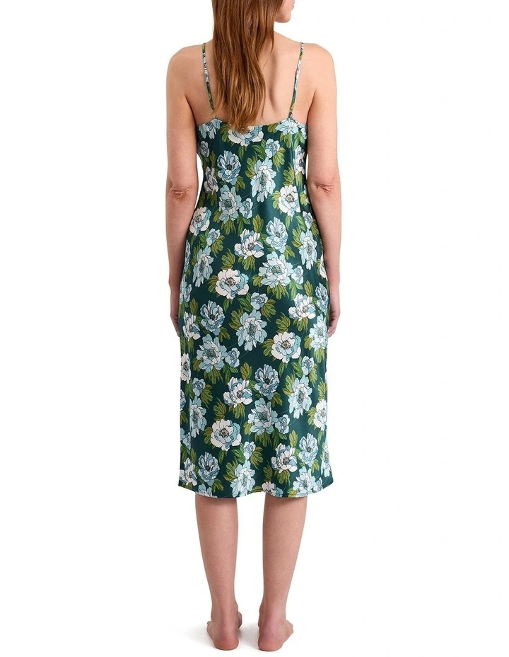 Acacia Silk Sleep Dress in Emerald Multi image 4