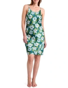 Acacia Short Silk Sleep Dress in Emerald Multi