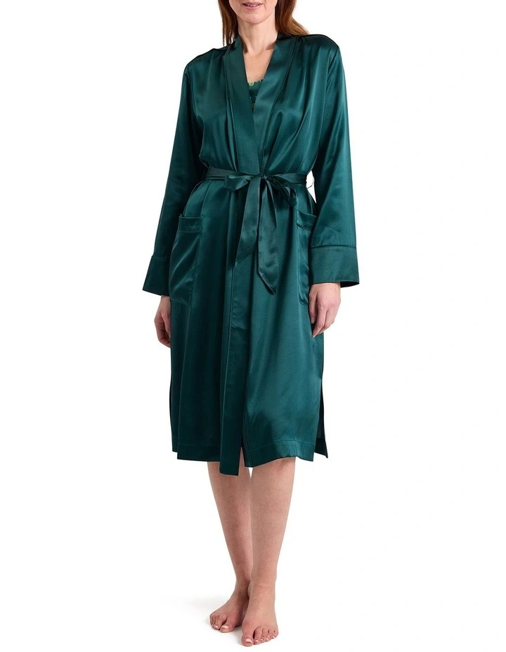 Cannes Silk Sleep Robe in Emerald image 1
