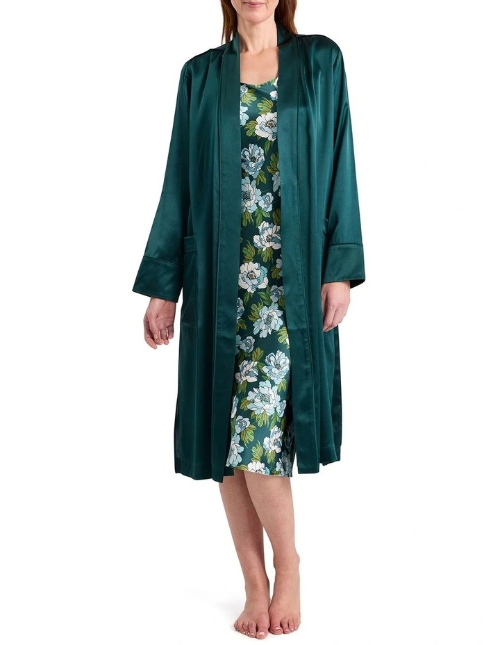 Cannes Silk Sleep Robe in Emerald image 2