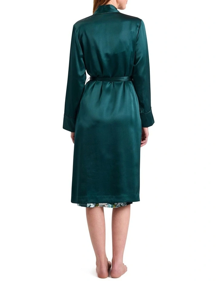 Cannes Silk Sleep Robe in Emerald image 4