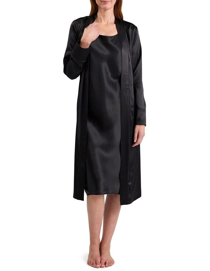 Cannes Silk Sleep Robe in Black image 2