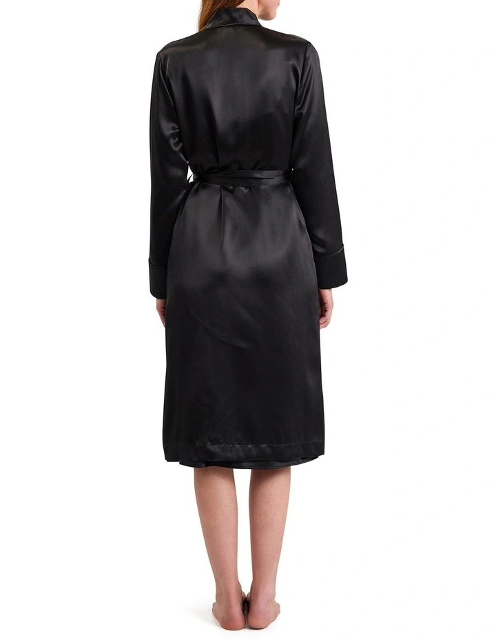 Cannes Silk Sleep Robe in Black image 4