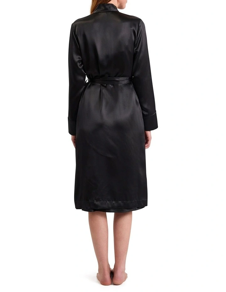 Cannes Silk Sleep Robe in Black image 5