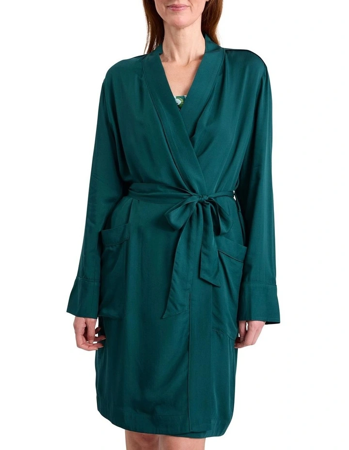 Lison Short Modal Sleep Robe in Emerald image 3