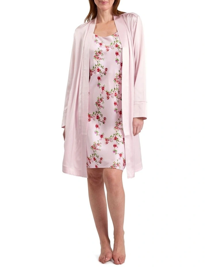 Cannes Short Silk Sleep Robe in Peony Pink image 1