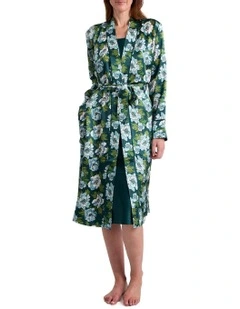 Acacia Silk Sleep Robe in Emerald Multi