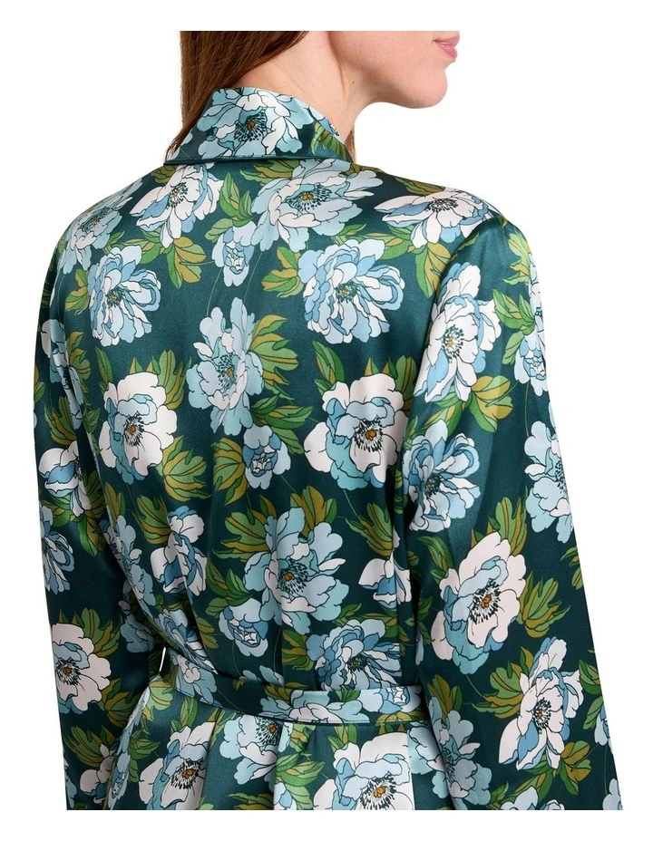 Acacia Silk Sleep Robe in Emerald Multi image 3