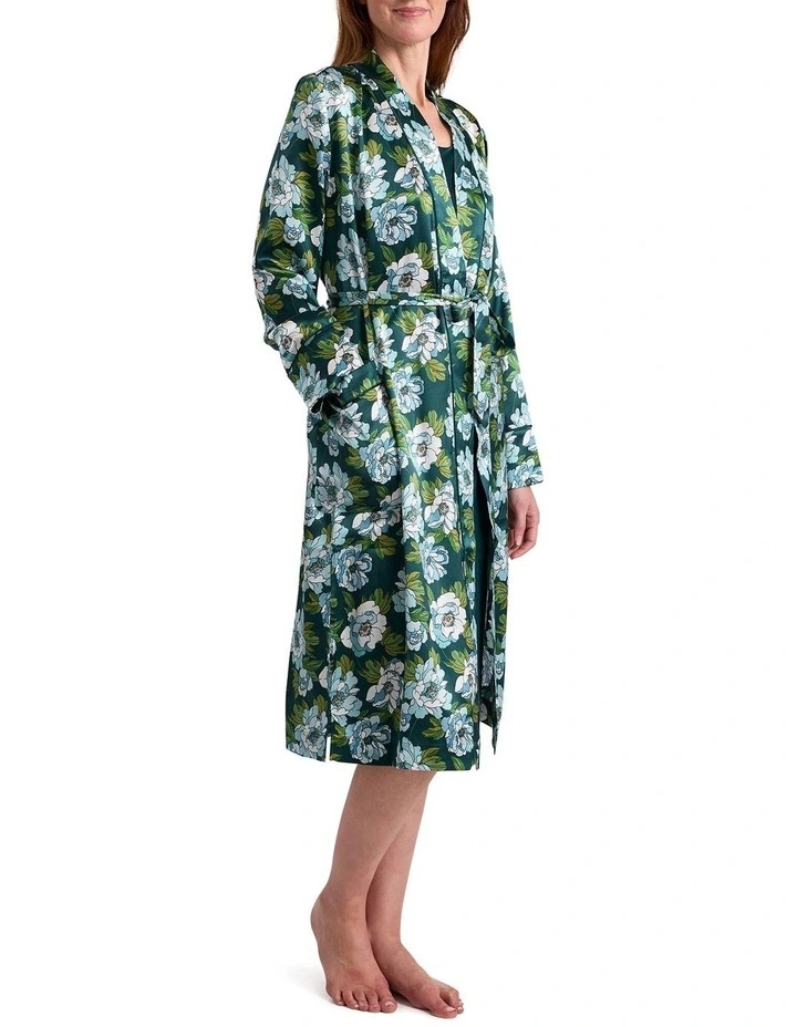Acacia Silk Sleep Robe in Emerald Multi image 4