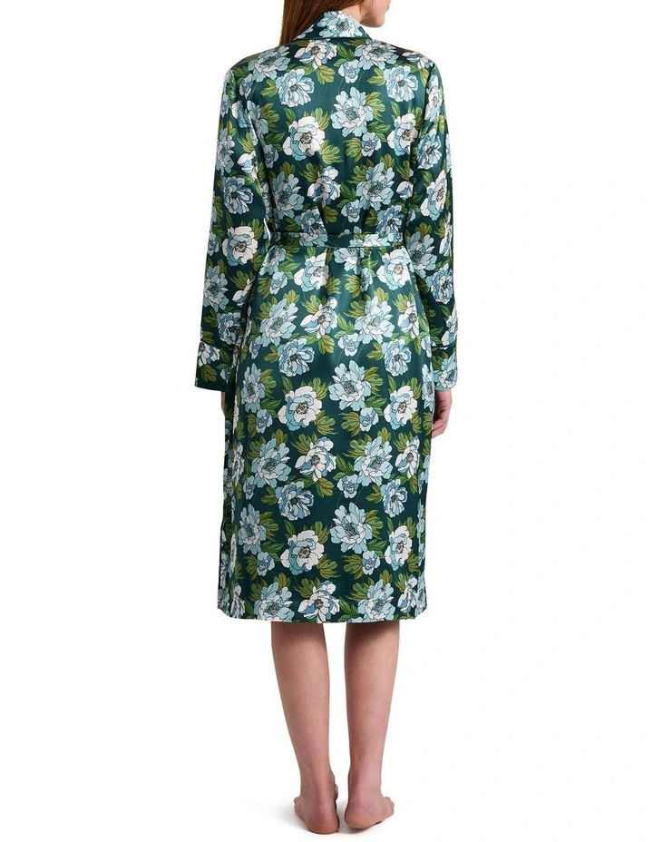 Acacia Silk Sleep Robe in Emerald Multi image 4
