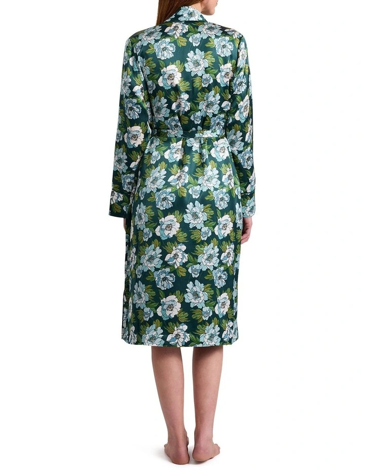Acacia Silk Sleep Robe in Emerald Multi image 5