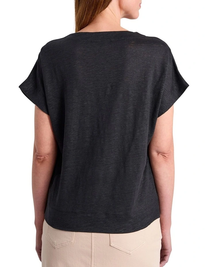 Andrea Linen Mix Tee in Black image 4