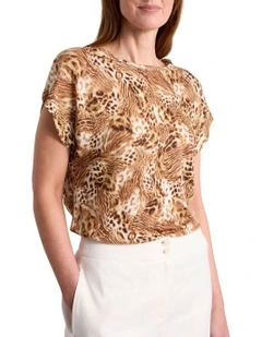 Emmine Linen Tee in Leopard