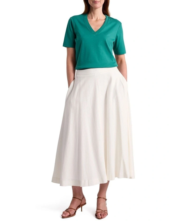 Misty V Neck Cotton Tee in Teal image 2