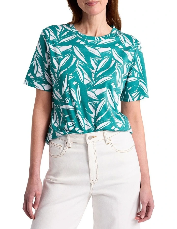 Cyrus Mercerised Cotton Tee in Teal Multi image 1