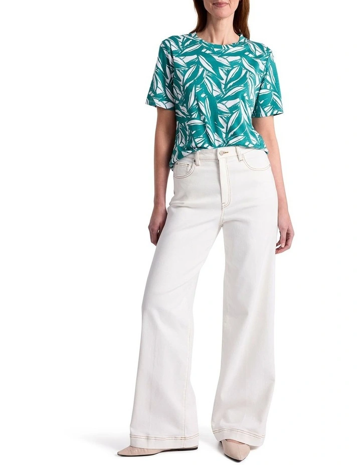 Cyrus Mercerised Cotton Tee in Teal Multi image 2