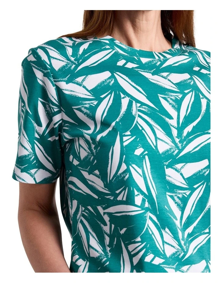 Cyrus Mercerised Cotton Tee in Teal Multi image 3