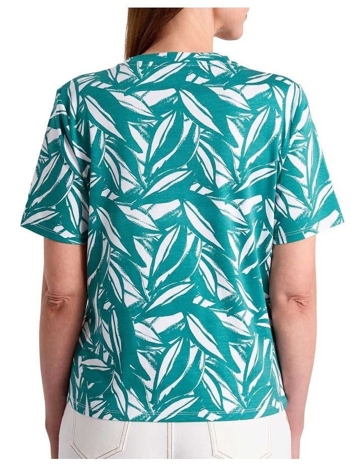 Cyrus Mercerised Cotton Tee in Teal Multi image 4
