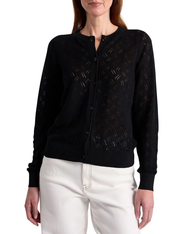 Elphaba Linen Cardigan in Black image 1