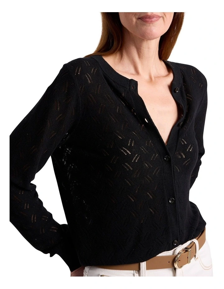 Elphaba Linen Cardigan in Black image 3