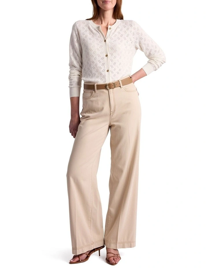 Elphaba Linen Cardigan in Ivory image 2