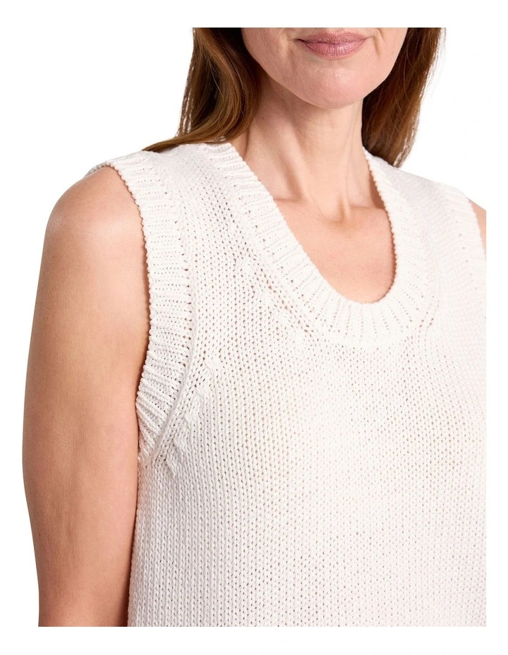 Milana Cotton Knit Tank in Ivory image 3