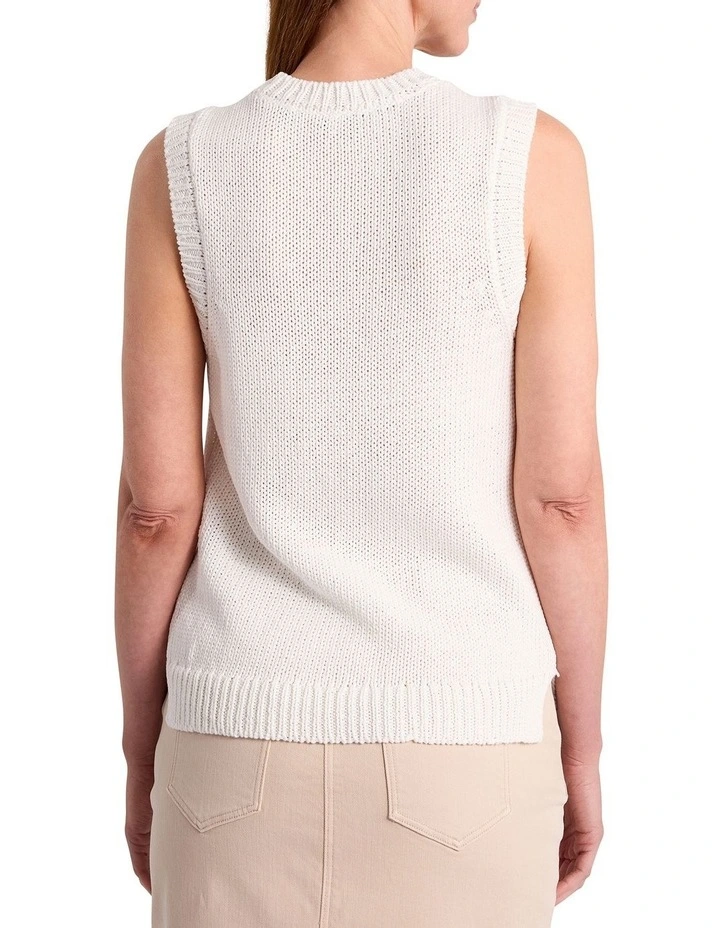 Milana Cotton Knit Tank in Ivory image 4
