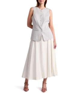 Farica Linen Blend Skirt in Ivory