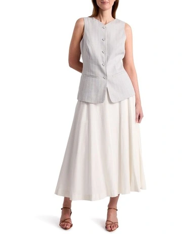 Farica Linen Blend Skirt in Ivory