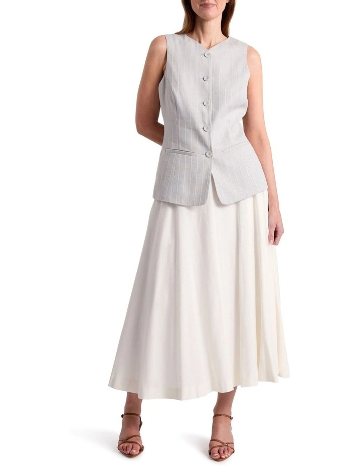 Farica Linen Blend Skirt in Ivory image 1