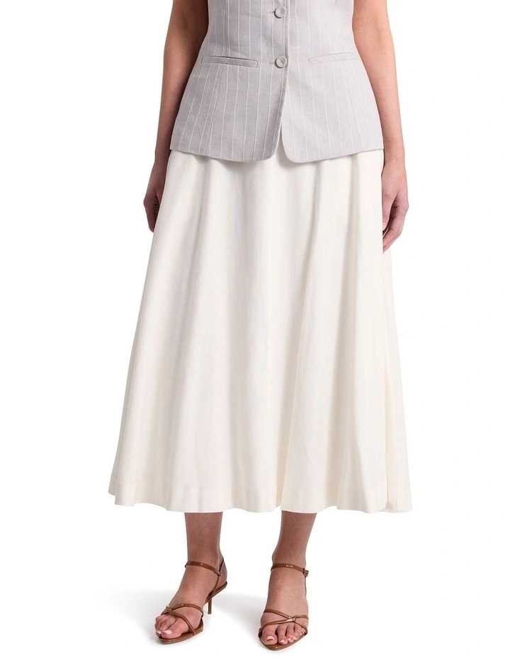 Farica Linen Blend Skirt in Ivory image 2