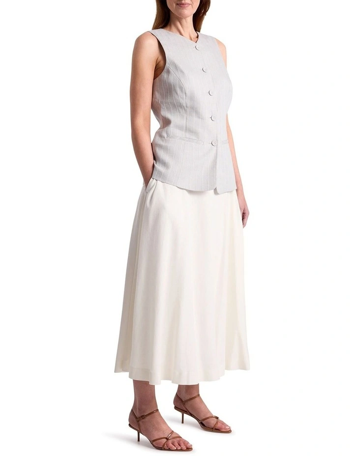 Farica Linen Blend Skirt in Ivory image 4