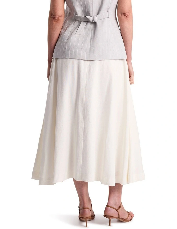 Farica Linen Blend Skirt in Ivory image 4