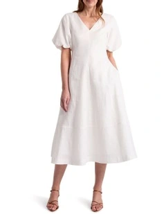 Gwen Linen Dress in Ivory