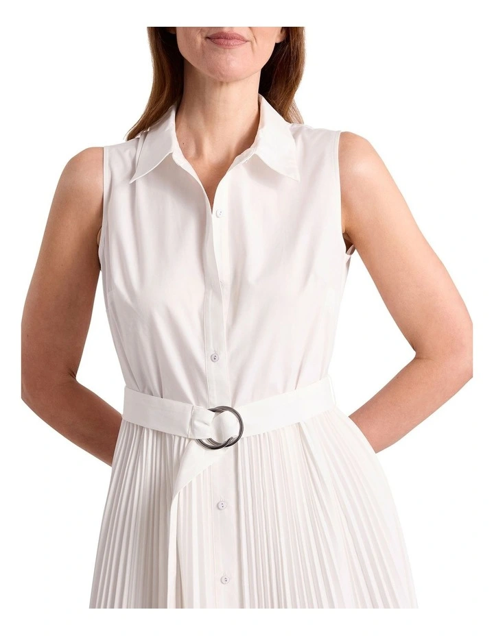 Tehile Pleat Shirt Dress in Ivory image 3